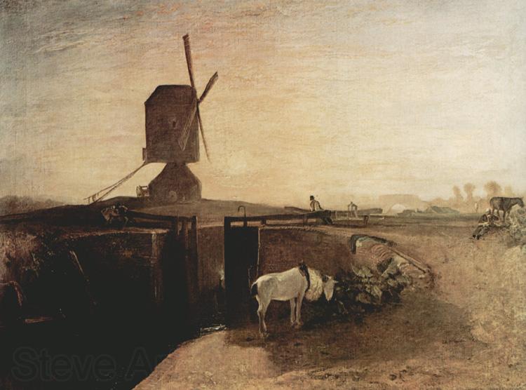 Joseph Mallord William Turner Grand Junction Canal at Southall Mill Windmill and Lock (mk31) Spain oil painting art
